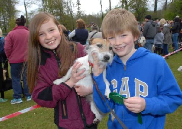 Rosie with Charlotte and Tom at the Superdog show in Carnfunnock. INLT 19-366-PR
