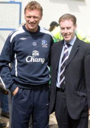 FAMILY AFFAIR...Everton boss David Moyes with Coleraine's Dessie Brown. CR29-205pl
