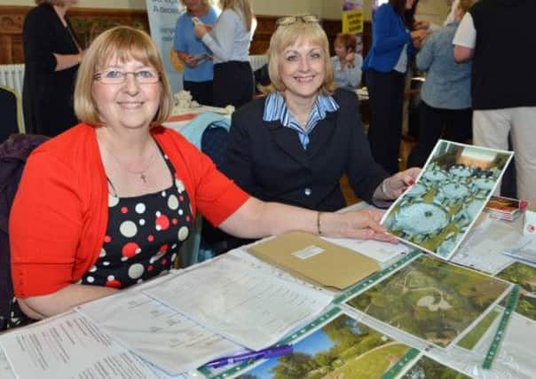 Jackie Tennant and Denise Moore from Larne Borough Council promote Carnfunnock Country Park as a wedding venue at the Larne Spring Wedding Fair in the Town Hall hosted by the Larne Times. INLT 20-14-PSB