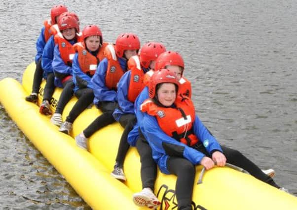 Young people from the Loughshore area who took part in a watersports day as part of the Allsorts of Rural Youth Programme. INMU2013-050X
