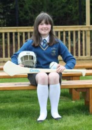 St Brigid's PS pupil Sinead Devine, who has been chosen by the South West Antrim section of Allianz Antrim Cumann Na mBunscol to represent her school in the All Ireland Hurling series this Summer.