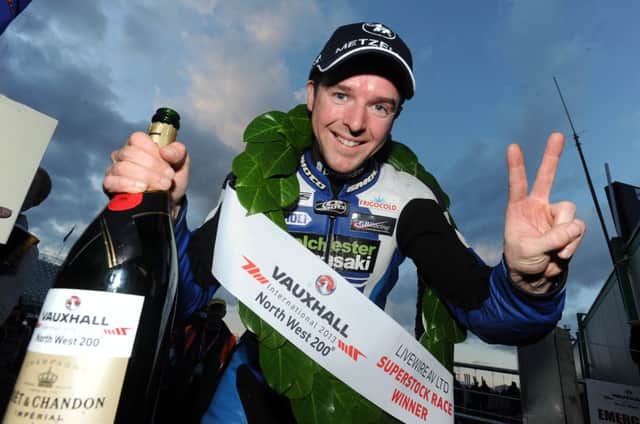 PACEMAKER, BELFAST, 16/5/2013: Alastair Seeley celebrates winning the Superstock race at the Vauxhall International North West 200 this evening.
PICTURE BY STEPHEN DAVISON