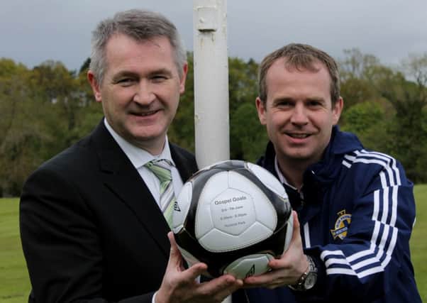 Pastor Kenneth Wilson (Banbridge Baptist Church) and Geoff of The Irish Football Association.