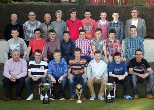 Members of Southside Youth under 16 football team pictured at their annual dinner. The team are winners of the Belfast and East Antrim League, Cup and Shield. INBT22-241AC