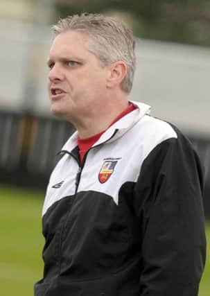 New Banbridge Town manager Ryan Watson pictured when he was caretaker manager during his first home game in charge against Queen's University.  © Paul Byrne Photography INBL39-244PB