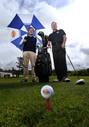 Tayto Group Chief Executive Paul Allen was on the course at Galgorm Castle Golf Club to announce the company's support of the Northern Ireland Open, to be held at the Ballymena course from 29 August - 1 September. He is pictured with Galgorm Castle Golf Club's Christopher Brooke.