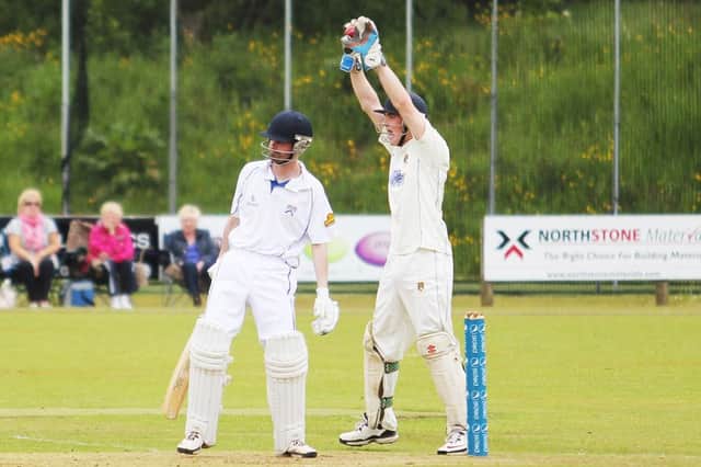 Coleraine's Craig Averill is caught as he is bowled out against Donamanna at the top of the table clash on Sunday.PICTURE MARK JAMIESON.