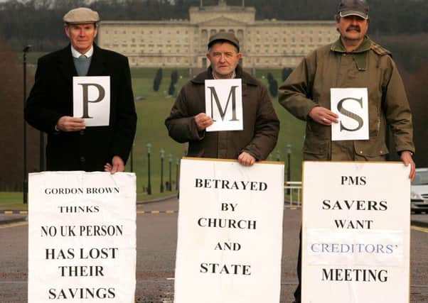 Members of the PMS Savers' Coalition at a protest outside Stormont in 2010.