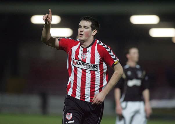Patrick McEleney gave Derry the lead at the Carlisle Grounds.