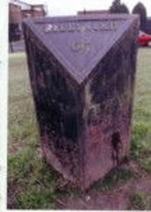 The missing Ballynure milestone which was at the corner of the Ballyclare Road at the junction of Glenvarna Drive. INNT 25-651con