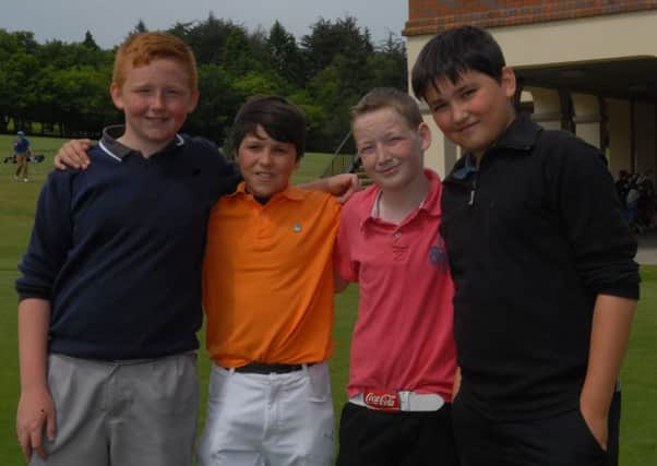 Happy with their round at the Banbridge Academy Association Golf Day are Peter Kennedy, Josh Best, Jamie Lloyd and Zac Best. INBL2613-ACADGOLF1