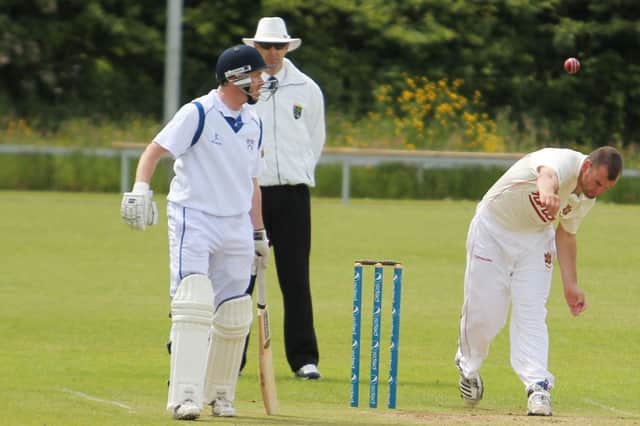 Coleraine batsman Scott Campbell, watches on as a Brigade player bowls on Saturday.PICTURE MARK JAMIESON.