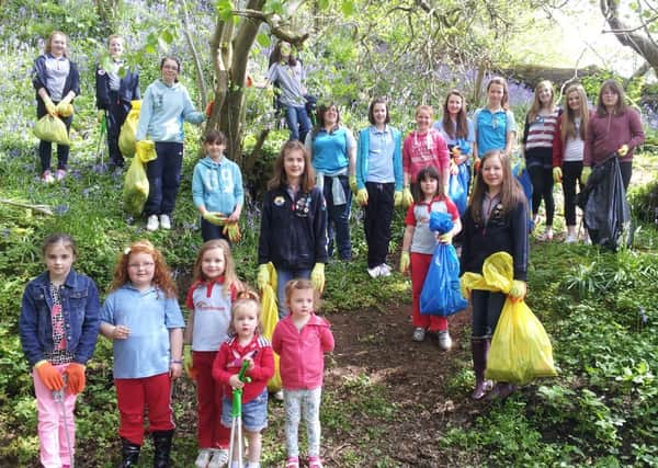 Rainbows, Brownies, Guides and Senior Section members take part in the Big Clean up in Cullybackey