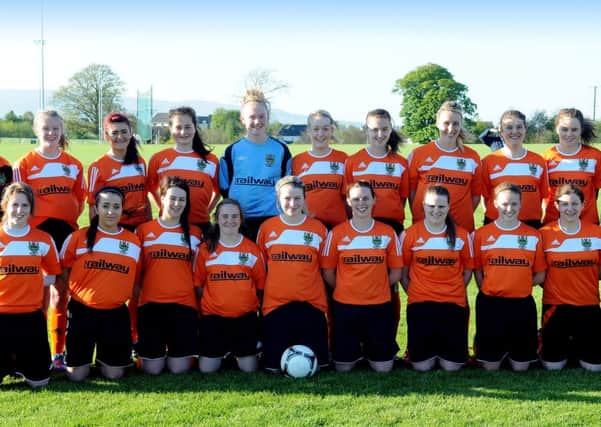 The Mid Ulster Ladies Soccer team with management pictured prior to their league fixture with Glentoran, played at the Mid Ulster Sports Arena.INMM2313-141ar.