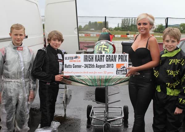 Lisburn area drivers Daniel Harper, Jack Young and Jack McGaughey and Belfast's Amy Long helped launch this year's Irish Kart GP at Nutts Corner.