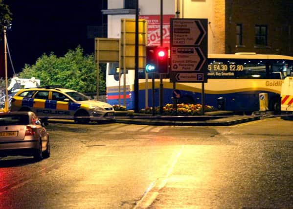 The scene at Harryville bridge in Ballymena where  a cyclist and a bus collided on Thursday evening. Picture by Kevin McAuley Photography Multimedia.