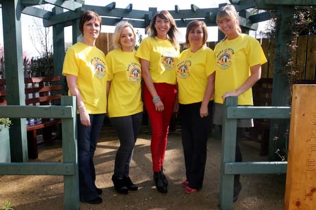 Ruth Owen (fundraising co-ordinator), Fran O'Boyle (services officer), Laura Dillon (volunteer co-ordinator) and Christine Corrigan (volunter) are pictured with TV personality Alexandra Forde at the launch of the Womens Aid Make it Better appeal. INAT21-451AC