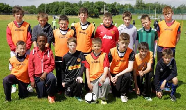 Some of the Lisburn United players taking part in the youth football training day at Laurelhill, sponsored by McDonalds.