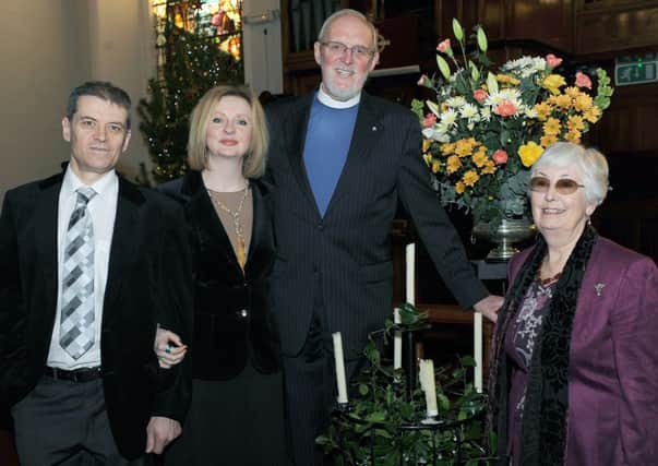 Rev Dr Gordon Gray and the late Mrs Margaret Gray pictured with their son Philip and his partner Rowan Ellis at a service in First Lisburn Presbyterian Church on Sunday 5th December 2010 to mark the 50th anniversary of Dr Grays Ordination.