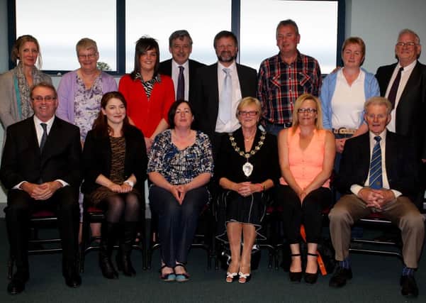 Mayor of Ballymena, Cllr. Audrey Wales, with participants who completed a recent Ledcom course. INBT28-219AC