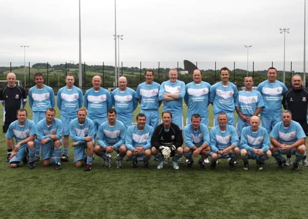 Members of the Ballymena United Legends team who played Green Pastures. INBT28-214AC