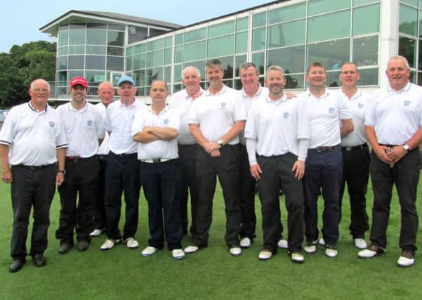 Team Captain Ronnie Cole and Club Captain Glenn Willis with Rockmount Golf Club's Jimmy Bruen Team.