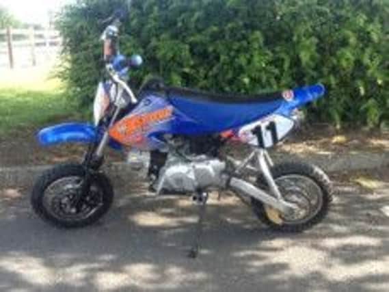 Pit bike like the one taken off road by the PSNI