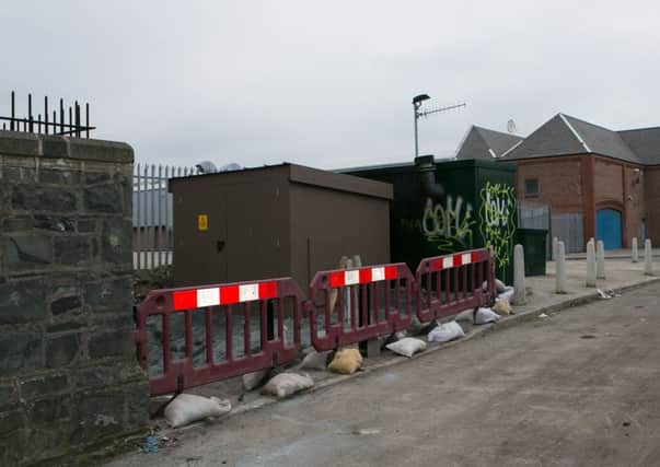 The elecitricty substation at Joymount which was damaged in an arson attack earlier this year.   INCT 10-411-RM