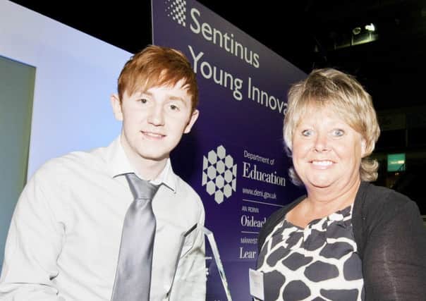 Jordan Davis with Sharon Polson, Programme Delivery Manager from Invest NI.