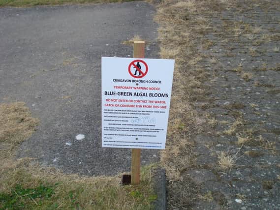 One of the signs warning of the dangers at Craigavon Lakes. INLM29-004