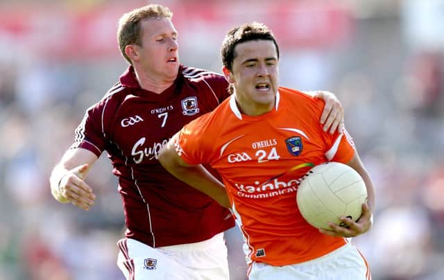 Galway's Gary Sice and Stefan Campbell in action.