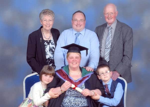 Victoria Campbell, Drumahoe, pictured at her recent graduation from the University of Ulster, Jordanstown.
Victoria was awarded a distinction in her Masters' in Education with specialisms in ICT.
She is currently Head of ICT and Computing at Limavady Grammar School.
Also pictured are her parents Kenneth and Louisa Craig, her husband David, and her two children Marcus and Louisa.