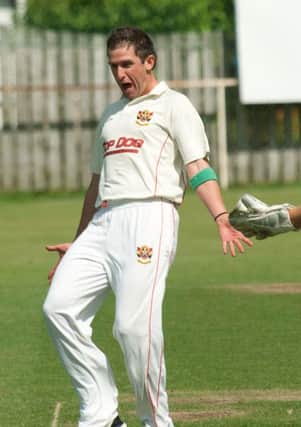 Brigade's Johnny Thompson celebrates after taking a Donemana wicket. INLS3113-145KM