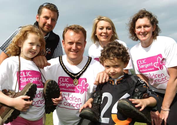 Colin McCusker with others who are to take part in a challenge to raise money for cancer INLM31 001