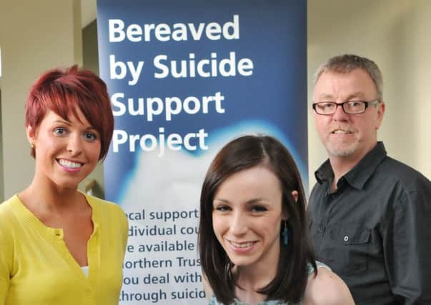 Danielle Gallagher Bereaved by Suicide Project Officer alongside Group Facilitators Rhoda Moore and Stephen Johnson.