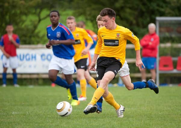 Cargan's Eamon Fyfe in action for County Antrim Juniors in Wednesday's win over Ipswich Town. Picture: Press Eye.