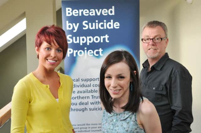 Danielle Gallagher Bereaved by Suicide Project Officer alongside Group Facilitators Rhoda Moore and Stephen Johnson.
