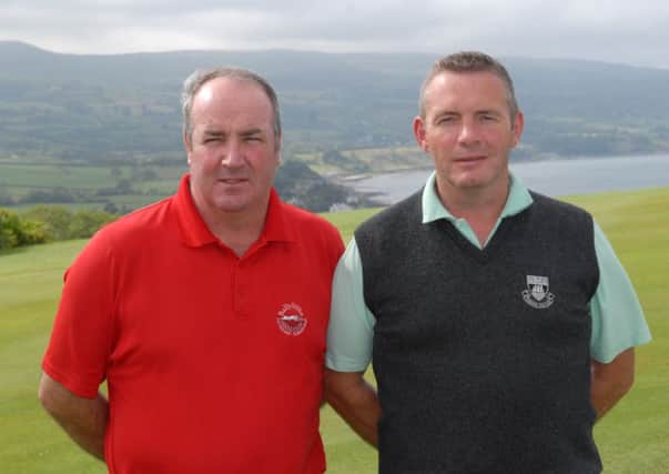 Damian Mooney (Pro) and Cairndhu Captain Alex Maguire at the Cairndhu Pro-Am. INLT 32-357-PR