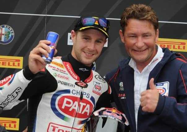 Jonathan Rea pictured after winning his Superbike race at Silverstone