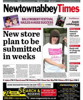 Newtownabbey Times, Thursday, August 8, 2013.