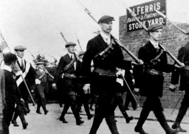 Ulster Volunteers on parade in Larne. INLT 09-604-CON