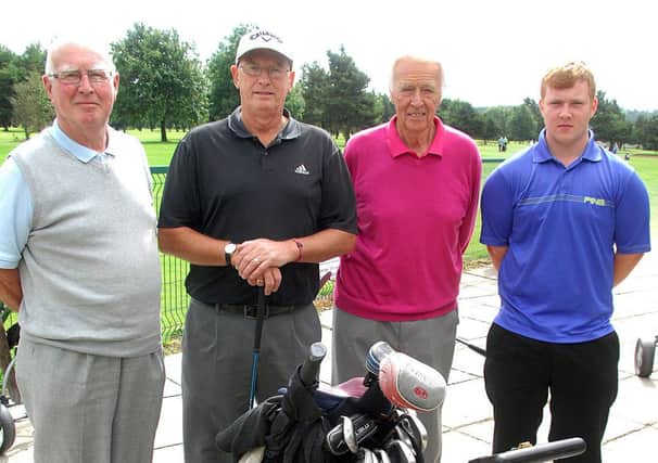 Jack Lynn, John Devlin, Charlie McCooke and Sean McIlroy ready to take part in the Donnelly and Taggart sponsored event at Ballymena Golf Club. INBT 32-917H