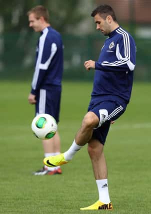 Northern Ireland's Daniel Lafferty during a training session ahead of Wednesday's World Cup Qualifier against Russia, at Windsor Park.