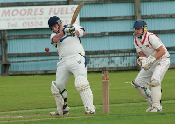 Johnny Robinson pictured at the crease for Fox Lodge at Brigade on Saturday. INLS3413-123KM
