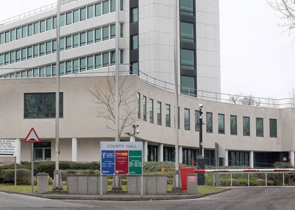 The DVA Driver and Vehicle Licensing offices for Northern Ireland at County Hall in Coleraine Co-Derry where it is feared up to 300 jobs may be lost due to closure. Minister Alex Atwood is due to hold talks with government ministers in London next week on the possible closure. Picture Margaret McLaughlin © by-line SEE STORY 28-2-13