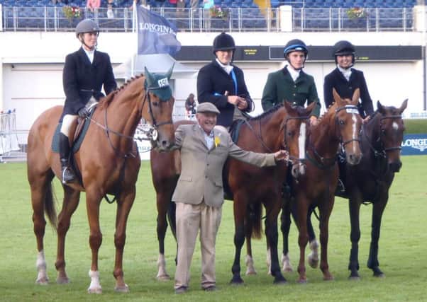 The Mid Antrim Hunt Inter Hunt Chase team who finished third at the Dublin Horse Show. Inlcuded are Beverley Caves, Andy Hamilton (on foot), Fiona Magill, Jamie Sloan and Orlaith McLaughlin.
