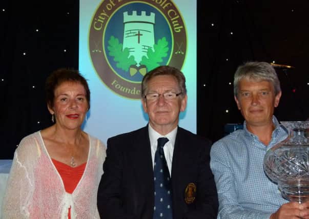Mr John Hasson, President, City of Derry Golf Club, pictured with the winners of his prizes last weekend. On left is Marie Clifford, who claimed the Ladies Branch honours and President's Day winner, Alan Philson.