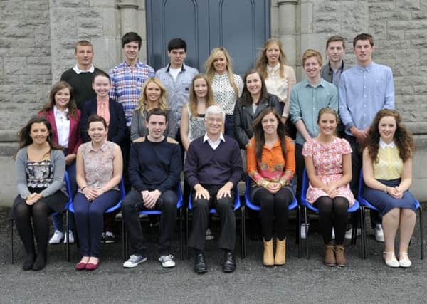 The St Michael's Grammar School pupils who were sucessful at A2 level. Included is Mr Gerard Adams, principal. INLM34-109gc