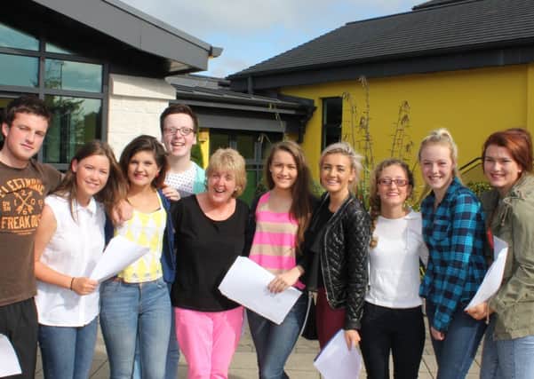 Pupils from St Pius X College, Magherafelt, with their GCSE results