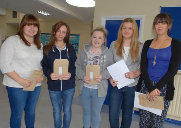 St Patricks College GCSE students Ciara Shepherd, Caitlin Green, Sinead McDonald, Elisha Morgan and Sarah Dearbhail. INBL3413-STPGCSE1